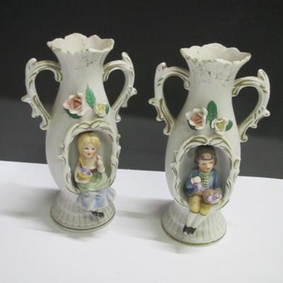 Vintage 3D Bud Vase Bisque Figurines