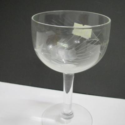 Vintage Wheat By Javit Wine Glasses Etched Crystal Stemware