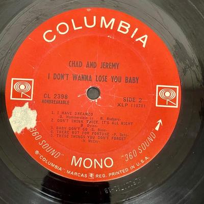 Vintage 33RPM Vinyl Album: Chad and Jeremy "I Don't Want to Lose You Baby"
