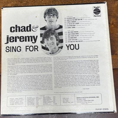 Vintage 33RPM Vinyl Album: Chad and Jeremy "Sing for You"