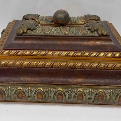 Intricate Carved Metal and Wood Storage Box - Candle Box Cigar Box Keepsake Box