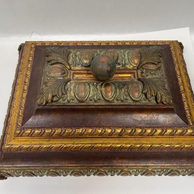 Intricate Carved Metal and Wood Storage Box - Candle Box Cigar Box Keepsake Box