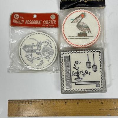 Vintage Novelty Paper Coasters in original packaging Japan Japanese