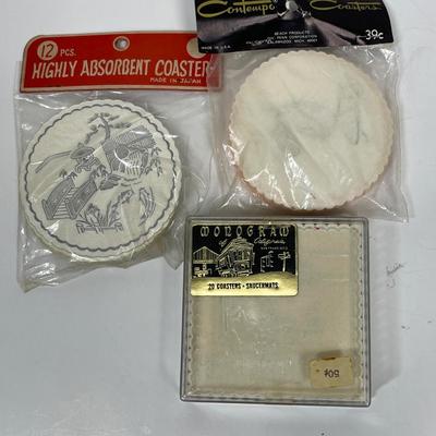 Vintage Novelty Paper Coasters in original packaging Japan Japanese