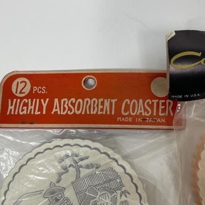 Vintage Novelty Paper Coasters in original packaging Japan Japanese