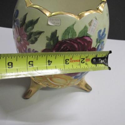 Approx 9" Tall Vintage Rose Broken Egg Footed Vase