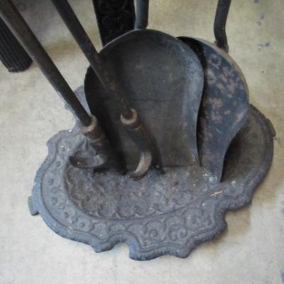 Cast Iron Brass Fireplace Set