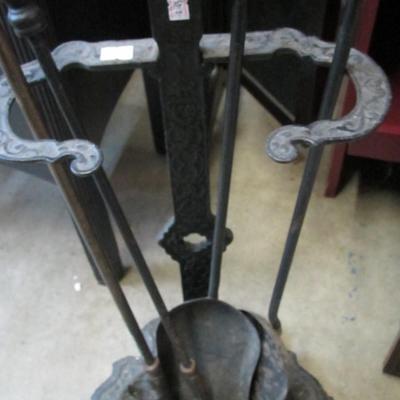 Cast Iron Brass Fireplace Set