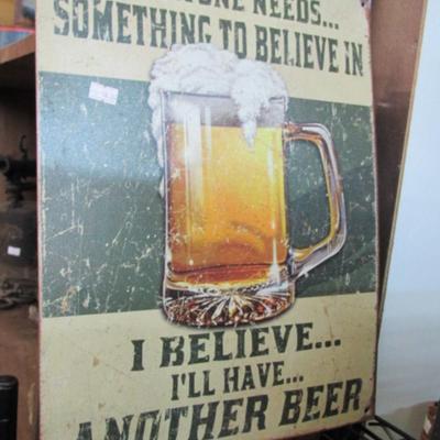 12 1/2" x 16" Metal Beer Sign