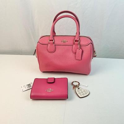 Lot G 268 NWT Coach Bifold Wallet Coach Pink Leather Handbag NWT Coach Heart Keychain