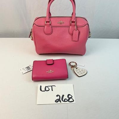 Lot G 268 NWT Coach Bifold Wallet Coach Pink Leather Handbag NWT Coach Heart Keychain