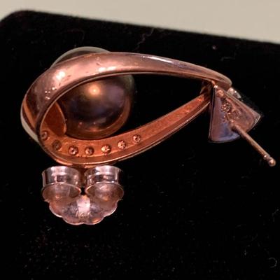 Mikimoto Dark Pearls Matching 14k Necklace & Ring + Single Earring