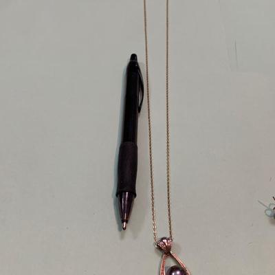 Mikimoto Dark Pearls Matching 14k Necklace & Ring + Single Earring