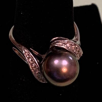 Mikimoto Dark Pearls Matching 14k Necklace & Ring + Single Earring