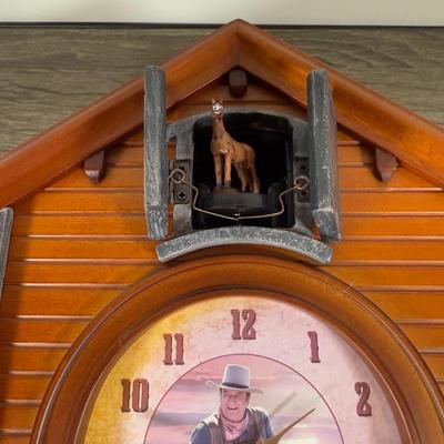 LOT 1B: 2009 Bradford Exchange Western Legend John Wayne Cuckoo Clock No. A1800 (14”)
