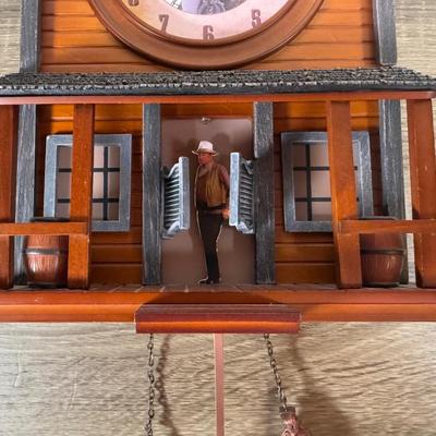 LOT 1B: 2009 Bradford Exchange Western Legend John Wayne Cuckoo Clock No. A1800 (14”)