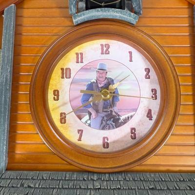 LOT 1B: 2009 Bradford Exchange Western Legend John Wayne Cuckoo Clock No. A1800 (14”)
