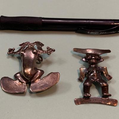 Sterling Silver Pins / Brooch Frog Mayan