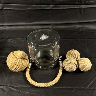 Glass and Rope Nautical Ball Home Decor