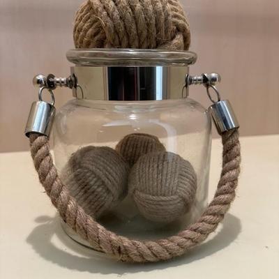 Glass and Rope Nautical Ball Home Decor
