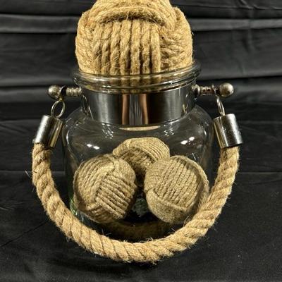Glass and Rope Nautical Ball Home Decor