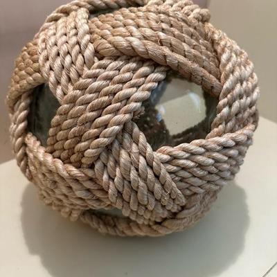 Glass and Rope Nautical Ball Home Decor
