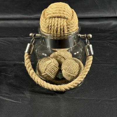Glass and Rope Nautical Ball Home Decor