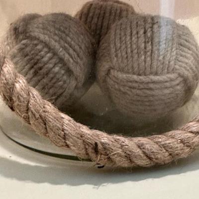 Glass and Rope Nautical Ball Home Decor