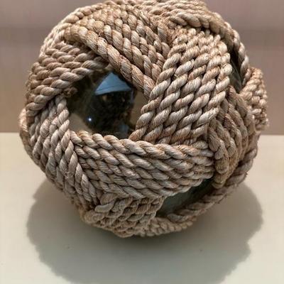 Glass and Rope Nautical Ball Home Decor