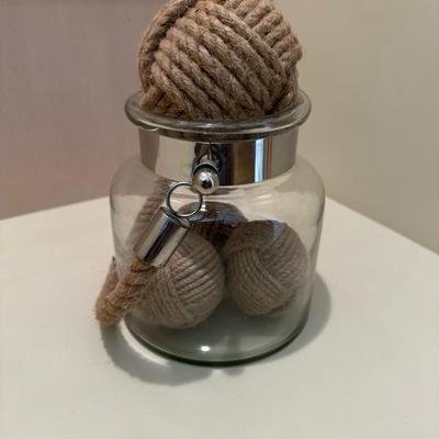 Glass and Rope Nautical Ball Home Decor