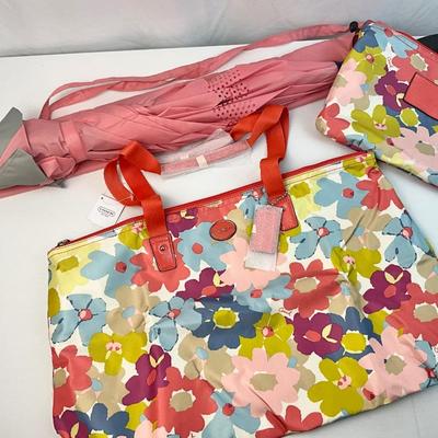 Lot G 269 NWT Coach Floral Weekender Travel Tote Pink Umbrella