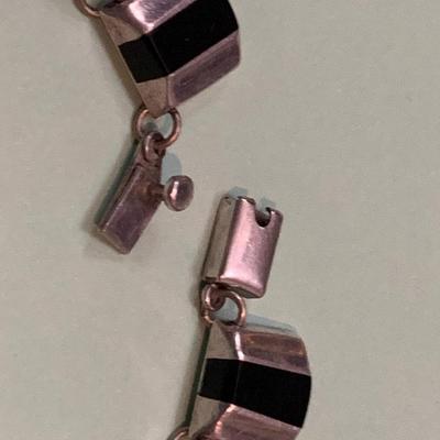Matching Signed Mexican Silver Necklace & Earrings AA
