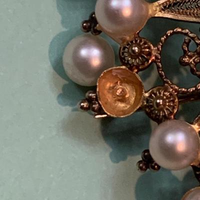 14k Gold Earrings & 10k Antique Brooch Estate Jewelry Lot
