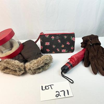 Lot G 271 NWT Coach Floral Wristlet and Cold Weather Gear