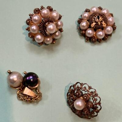 Pearls Estate Jewelry Lot Twisted Necklaces Earrings Pendant