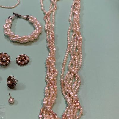Pearls Estate Jewelry Lot Twisted Necklaces Earrings Pendant