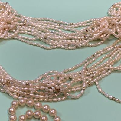 Pearls Estate Jewelry Lot Twisted Necklaces Earrings Pendant