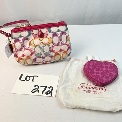 Lot G 272 NWT Coach Canvas Signature Wristlet NWT Coach Heart Coin Purse