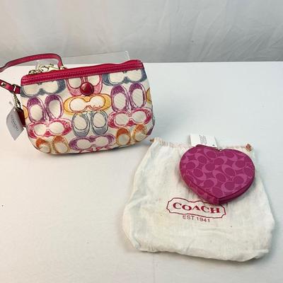 Lot G 272 NWT Coach Canvas Signature Wristlet NWT Coach Heart Coin Purse