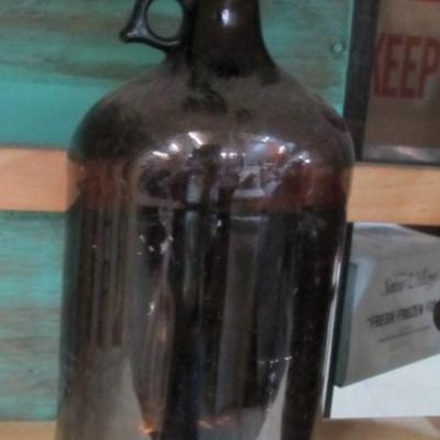 Approx 13" Tall Vintage Pharmacy Medicines Large Glass Bottle Jar Brown Color
