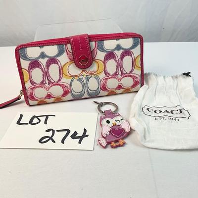 Lot G 274 NWT Coach Signature Wallet Coach Owl Keychain