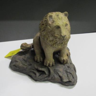 Clay Lion Statue Approx 8" Tall
