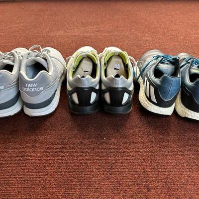 Pair of Adidas, Ecco and New Balance Shoes
