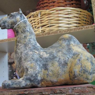 Clay Camel Figurine Approx 9 1/2" Tall