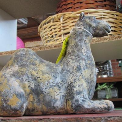 Clay Camel Figurine Approx 9 1/2" Tall