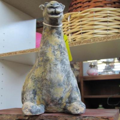 Clay Camel Figurine Approx 9 1/2" Tall