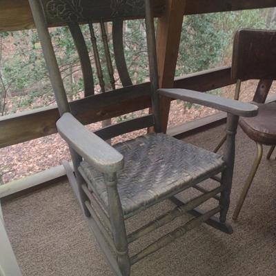 Wooden Rocking Chair with Woven Seat