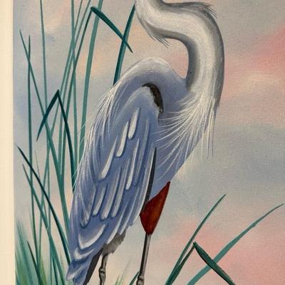 Two Beautifully Framed Heron Marsh Paintings