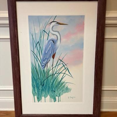Two Beautifully Framed Heron Marsh Paintings