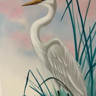 Two Beautifully Framed Heron Marsh Paintings